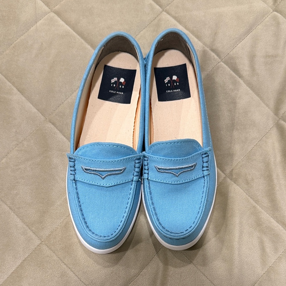 Cole Haan Light Blue Canvas Loafers
